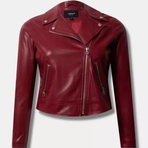 torrid Deep Red Faux Leather Asymmetric Moto Jacket